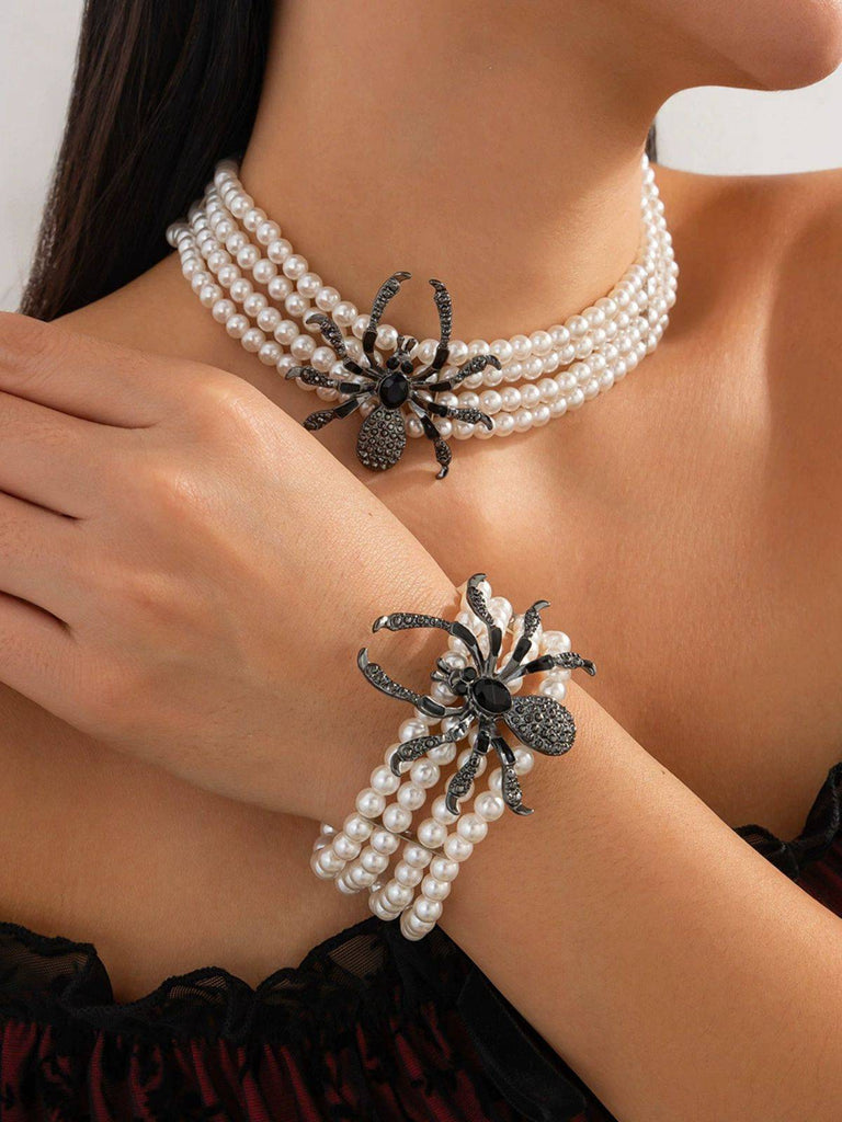 Vintage Halloween Spider Beaded Necklace