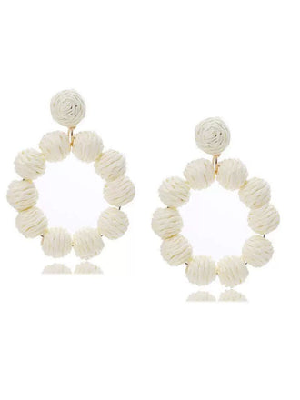 Bohemian Raffia Hoop Statement Earrings