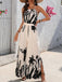 White 1930s Silhouette Plants Spaghetti Straps Jumpsuit