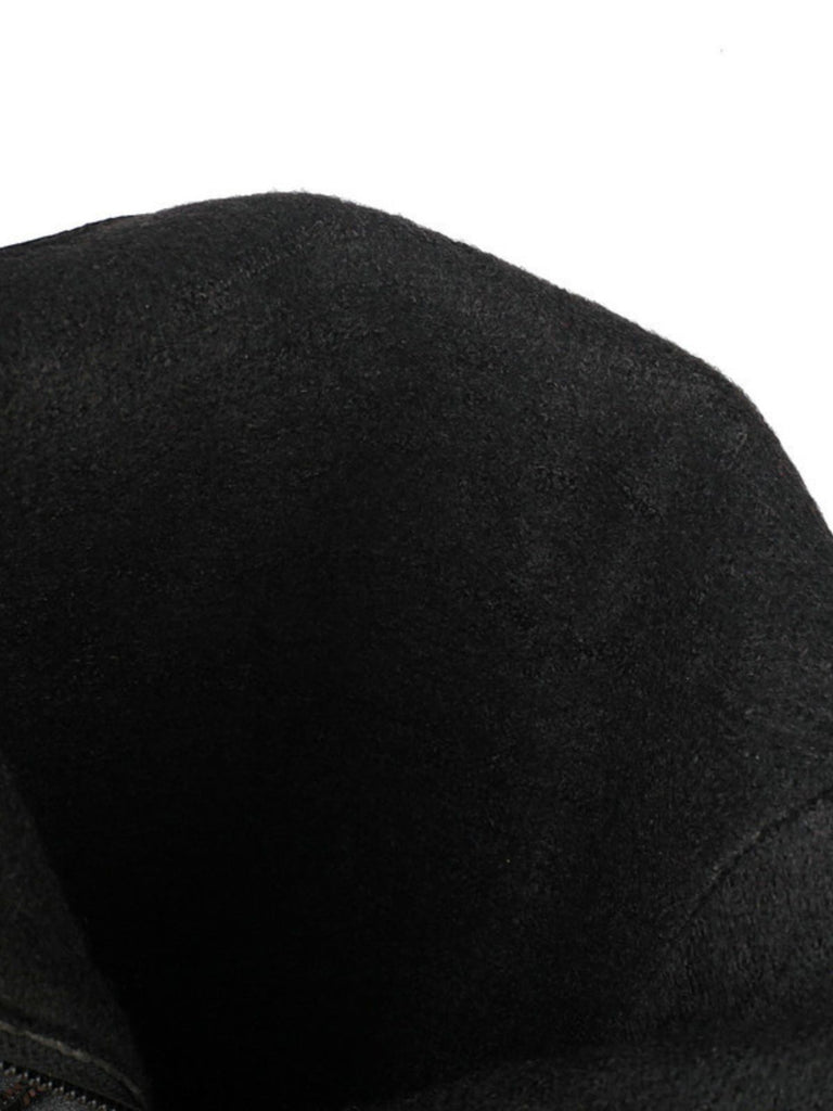 Metallic Pointed-toe Fringe Block-heel High Boots