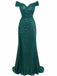 1930s Off-Shoulder Glitter Slit Maxi Dress