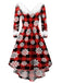 1950s Christmas Plush Collar V-Neck Knitted Dress