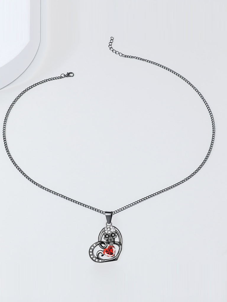 Halloween Skull Heart Pendant Necklace