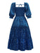 Blue 1950s Christmas Starry Sky Cake Lantern Parent-Child Dress