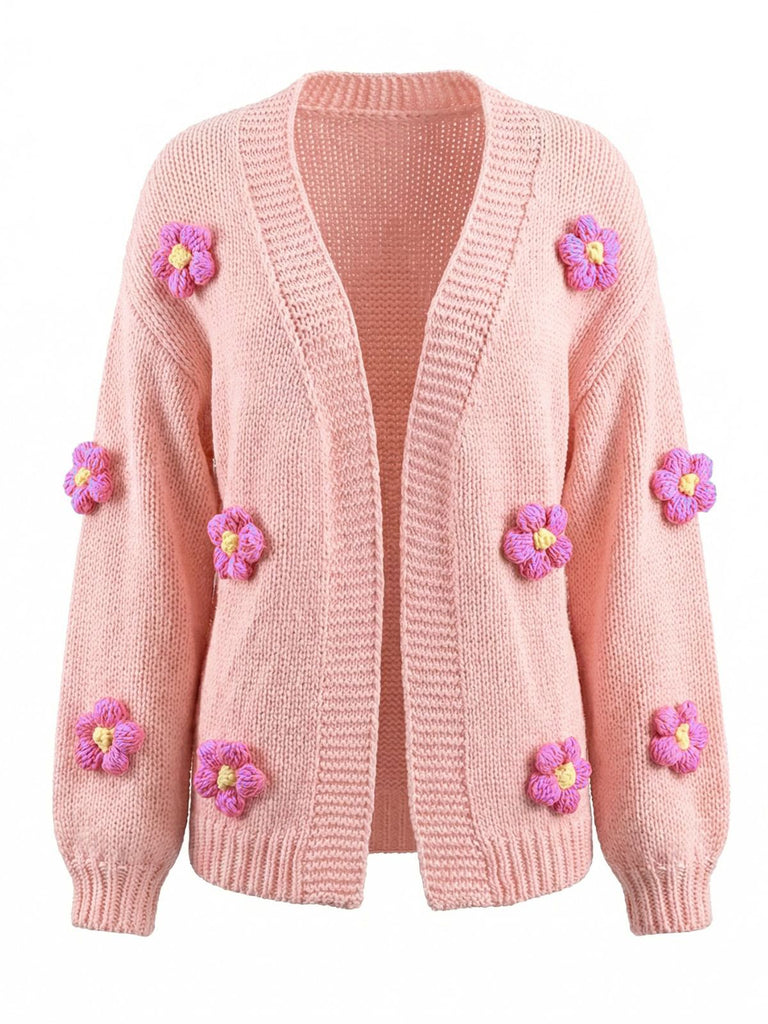 1930s 3D Daisy Long Sleeve Knit Cardigan