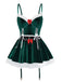 2PCS 1970 Christmas Velvet Top & Skirt Set