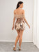 Champagne 1980s Off-Shoulder Mesh Sequin Dress