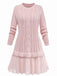 1940s Solid Cable Knit Pleated Hem Sweater Dress