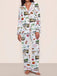 1980s Christmas Print Pajama Set