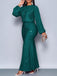 1930s Glitter Ruched Lantern Sleeve Knit Fishtail Dress