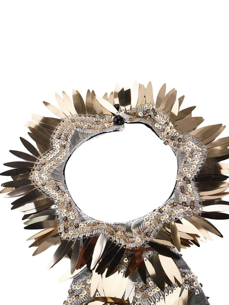 Gold 1930s Sequined Patchwork Halter Backless Evening Dress