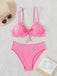Pink 1950s Plaid Lace-Up Bikini Set