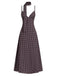 Brown 1980s V-Neck Polka Dot Tie Spaghetti Strap Dress