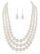 Vintage Layered Pearl Necklace & Earring Set