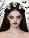 Black Halloween Skull Roses Headband