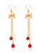 Christmas Gold Bow Bell Drop Earrings