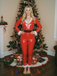 1970s Christmas Santa Claus Costume Latex Jumpsuit