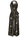 1960s Halter Colorblock Floral Sleeveless Jumpsuit