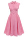 Pink 1950s Doll Collar Solid Dress