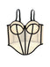 Beige 1980s Sheer Steampunk Herringbone Corset