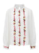 White 1930s Floral Embroidered Ruffled Collar Blouse