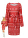 Red 1960s Christmas Reindeer Snowflake Belted Dress