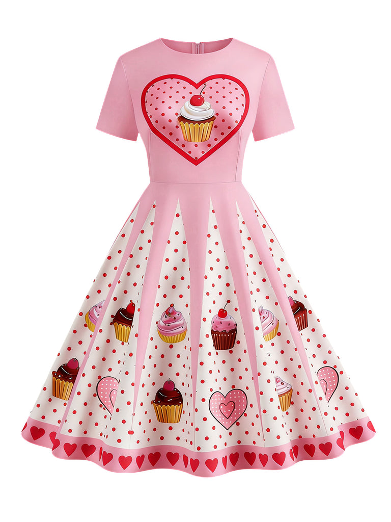 [Pre-Sale] Pink 1950s Valentine's Cake Swing Dress
