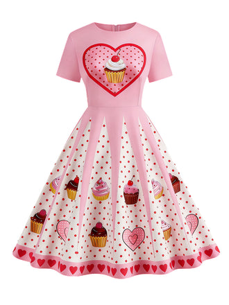 [Pre-Sale] Pink 1950s Valentine's Cake Swing Dress