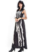 Black 1930s Halloween Skeleton Ruffles Dress With Veil