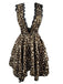 1940s Lace Trim Leopard Print Satin Deep V Nightgown