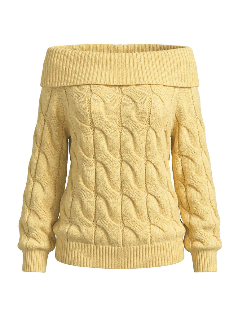 2000s Y2K Solid Off-Shoulder Sweater