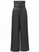 1940s High-Waist Metal Belt PU Leather Wide-Leg Pants