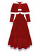 Red 1930s Christmas Mrs. Santa Claus Velvet Dress with Cape