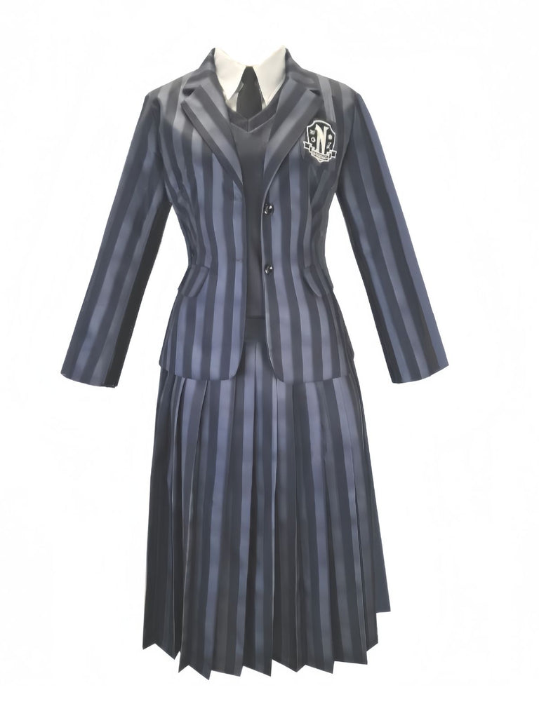 1940s Wednesday Academy Striped Uniform Costume Set