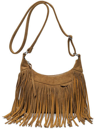 Vintage Boho Fringe Suede Shoulder Bag