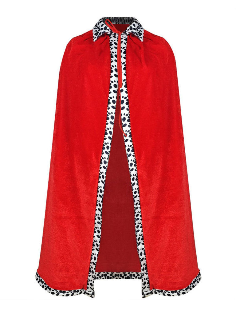 Red 1930s Cruella Dalmatian Trimmed Tie Neck Cape