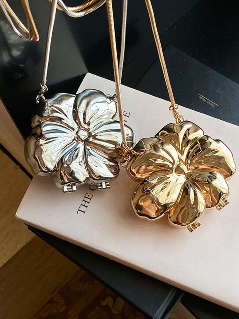 Flower Shape Alloy Chain Mini Bag