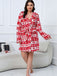 [Plus Size] 1950s Winter Print Plush Hooded Robe