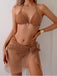 3PCS 1950s Grid Pattern Textured Bikini Set & Cover-Up