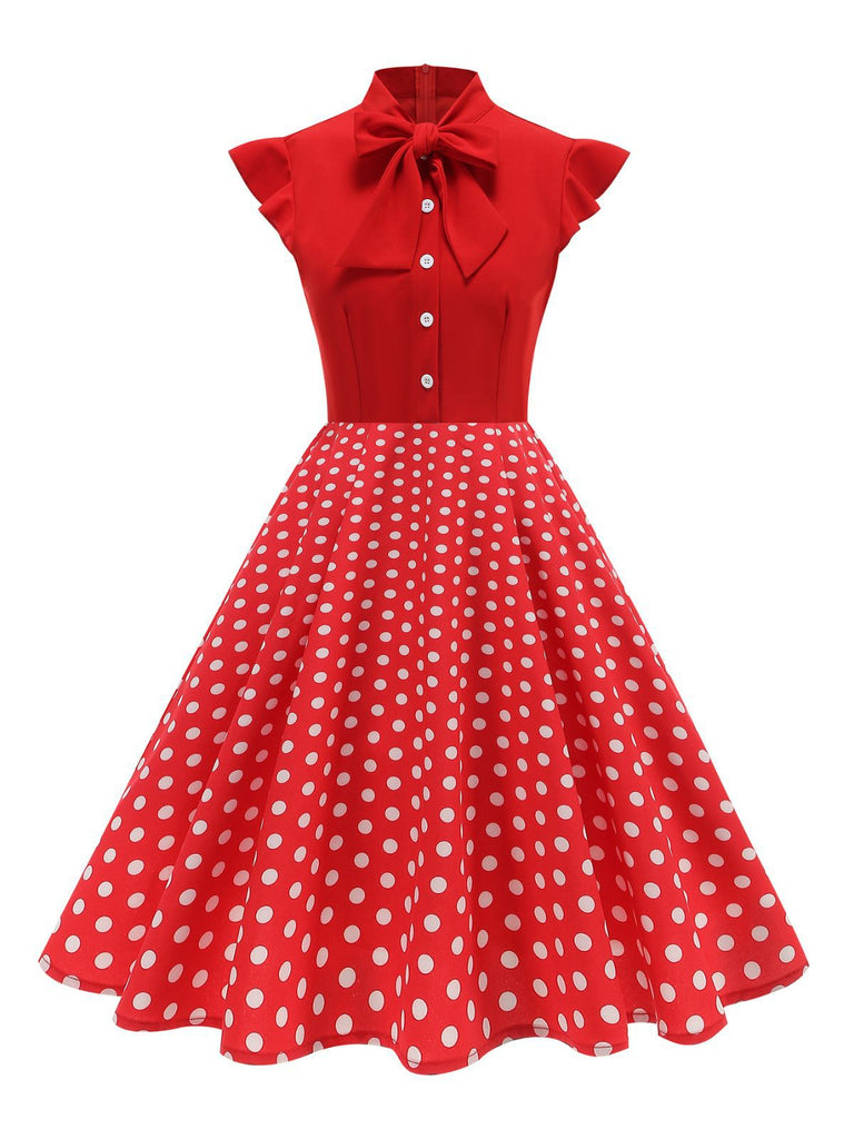 1950s Polka Dot Bow Swing Dress