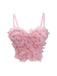 Pink 1970s 3D Floral Rhinestone Crop Top