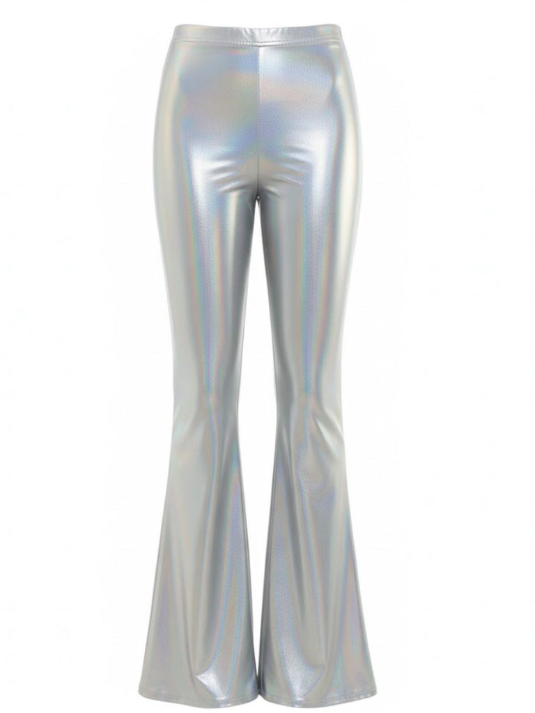 1970s Solid Laser Metallic Tight Bootcut Pants