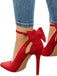 Suede Bow Ankle Strap Pointed Toe High Heel Shoes