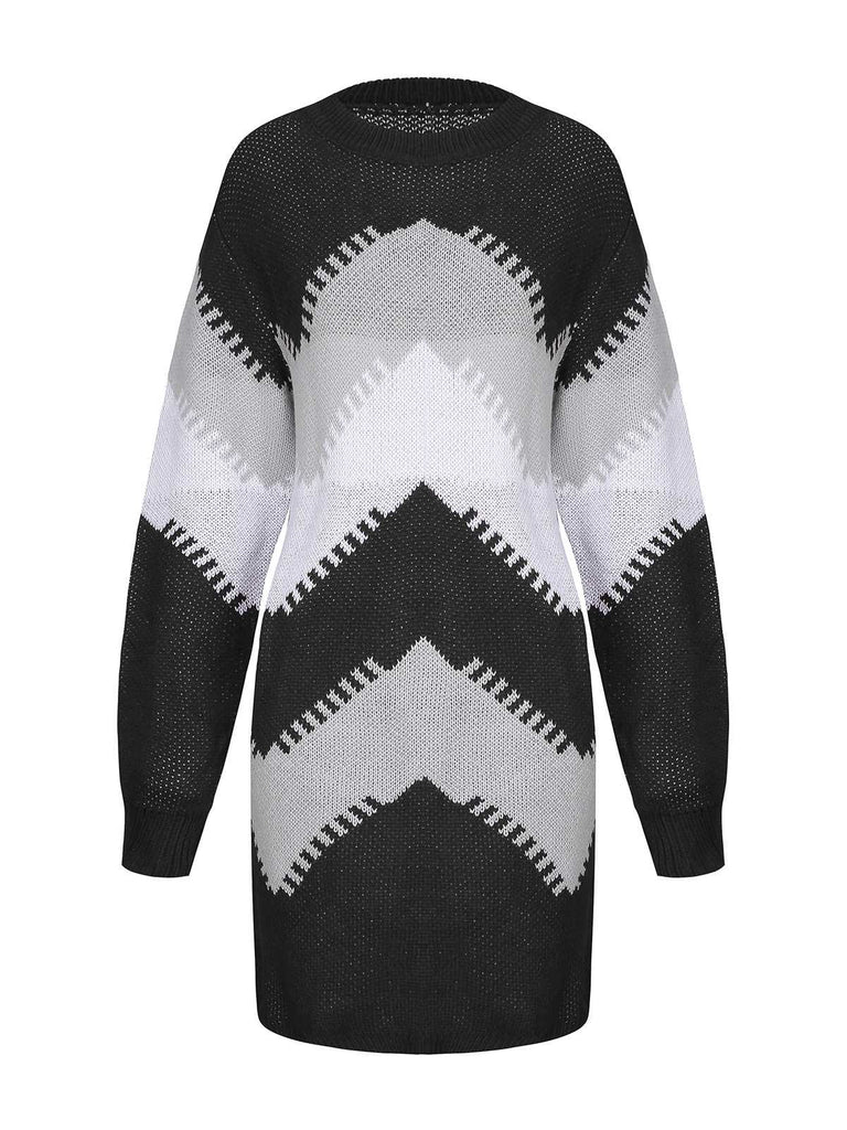 1960s Colorblock Knit Sweater Dress