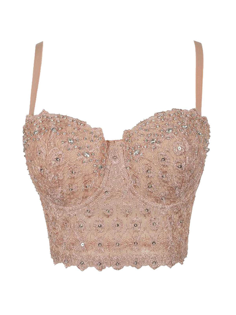 1980s Strap Sparkling Rhinestone Corset