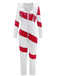 1970s Christmas Candy Cane Hooded Jumpsuit