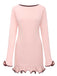Pink 1960s Ruffle Hem Long Sleeve Dress