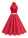 1950s Bow Tie Neck Polka Dot Belted Dress