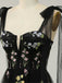 Black 1930s Slip Embroidered Floral Mesh Maxi Dress