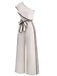 White 1970s One-Shoulder Ruffled Belted Jumpsuit